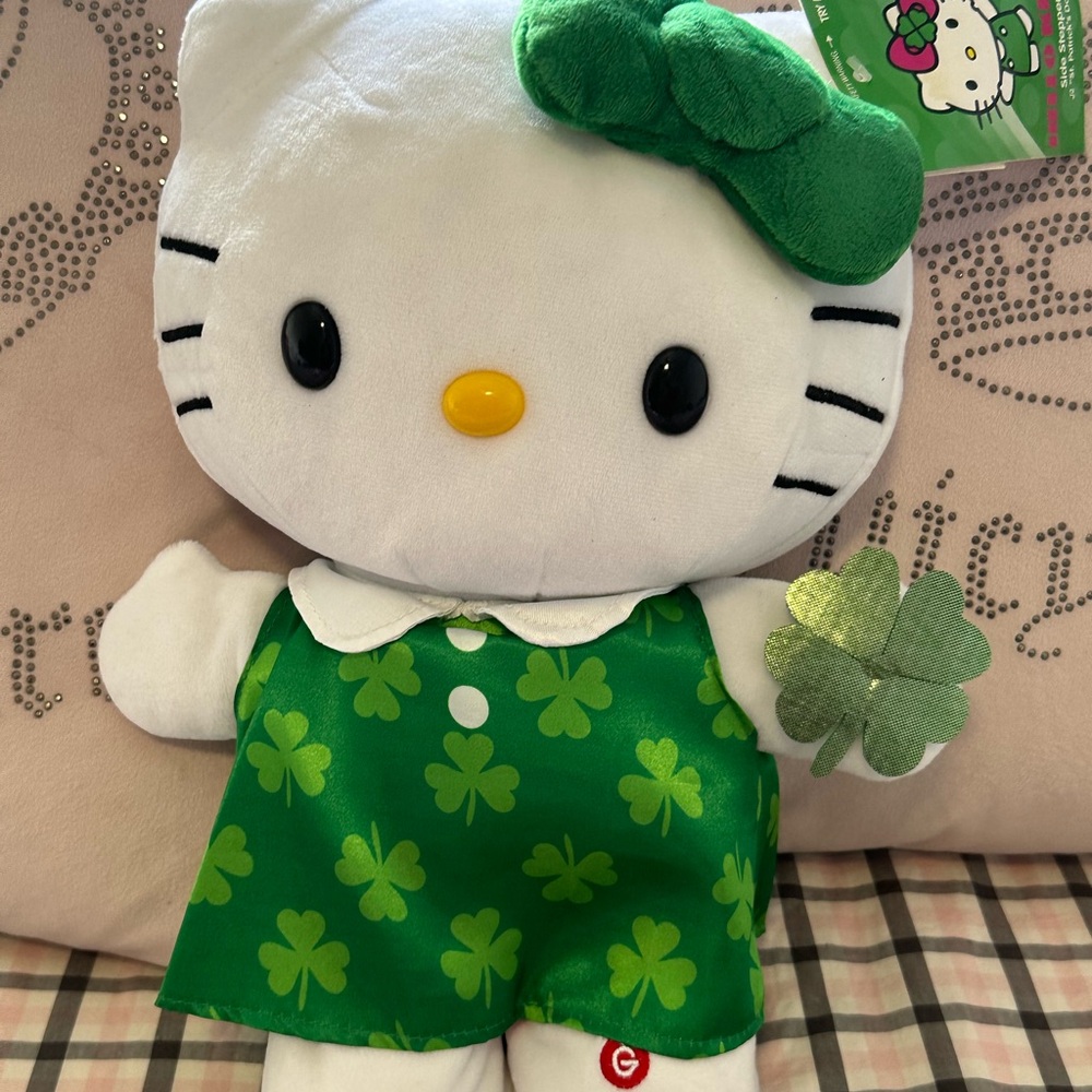 St. Patrick’s Day Hello Kitty Plush, 15 inches, like new.